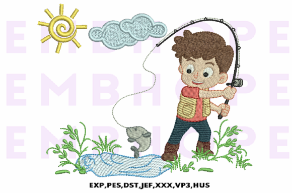 Boy Fishing at Sunrise Embroidery Review