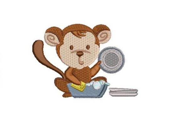 Chimpanzee Doing Dishes Embroidery Review