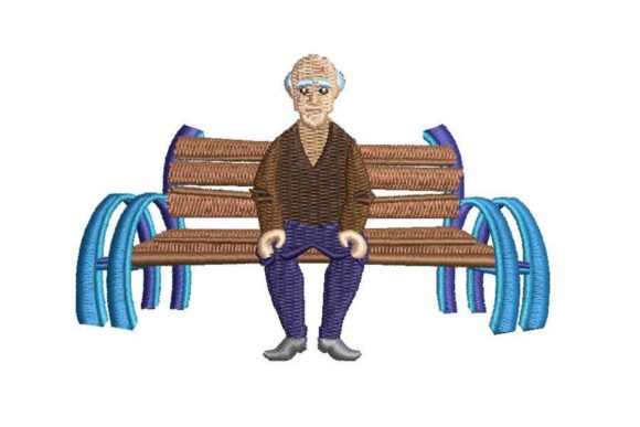 White Elderly Man Sitting Embroidery Review